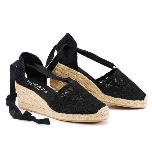 Viscata Crochet Wedge Espadrilles - Picture 1 of 9